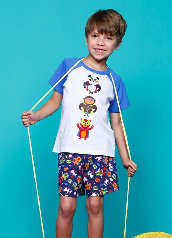 Puket - Pijama Infantil Menino Branco Puket