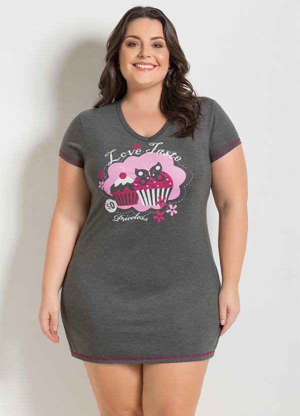 Camisola Mescla com Estampa Cup Cake Plus Size Alma Dolce