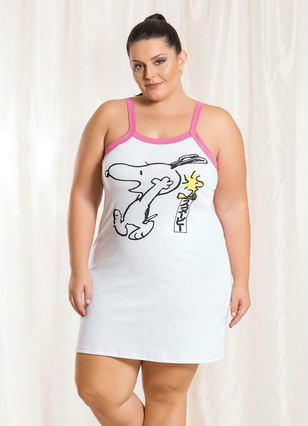 Alma Dolce - Camisola Snoopy Branca Plus Size
