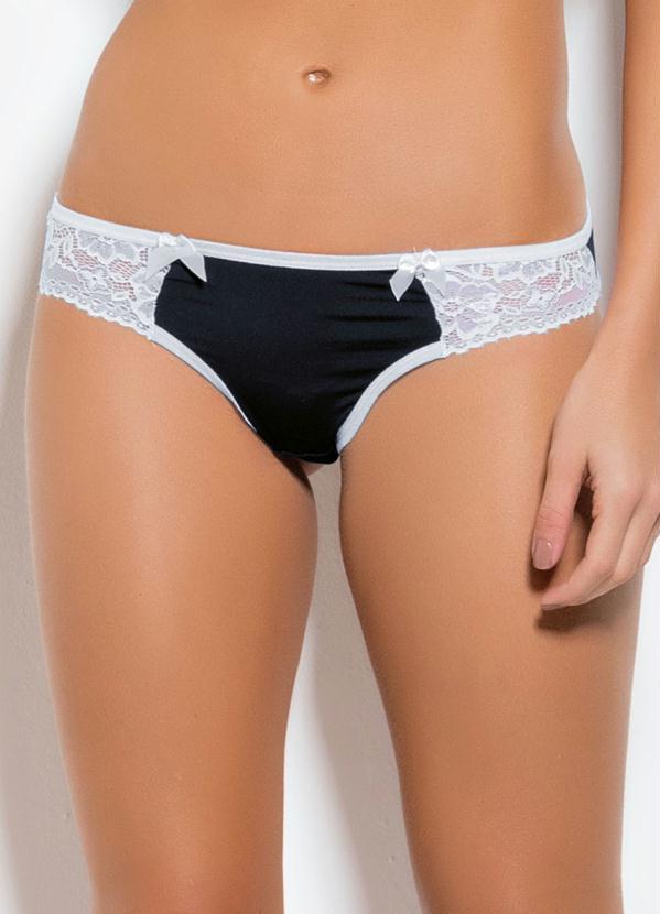 Alma Dolce - Calcinha Preta e Branca com Renda