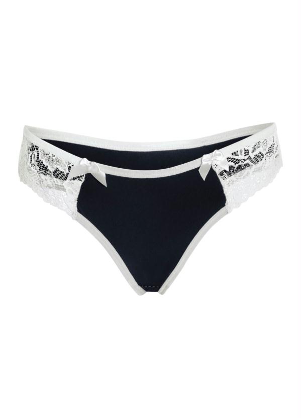 Calcinha Preta e Branca com Renda - Alma Dolce