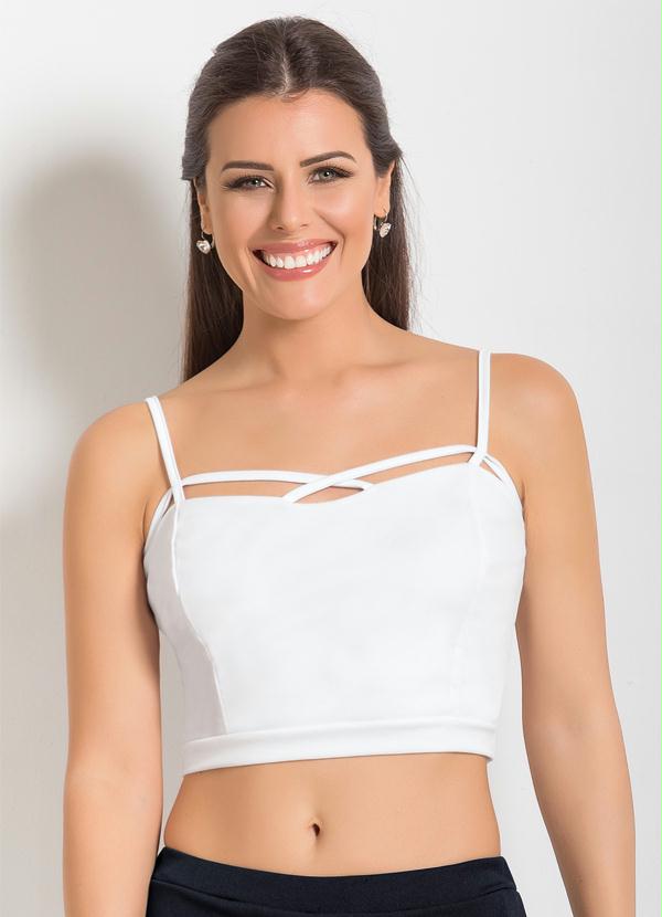 Alma Dolce - Top com Alças Transpassadas no Decote Branco