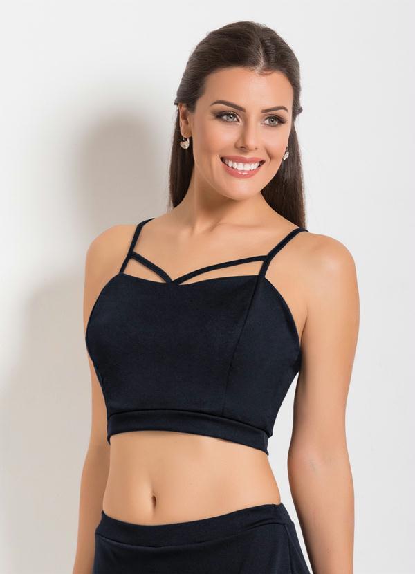 Alma Dolce - Top Preto com Tiras no Decote