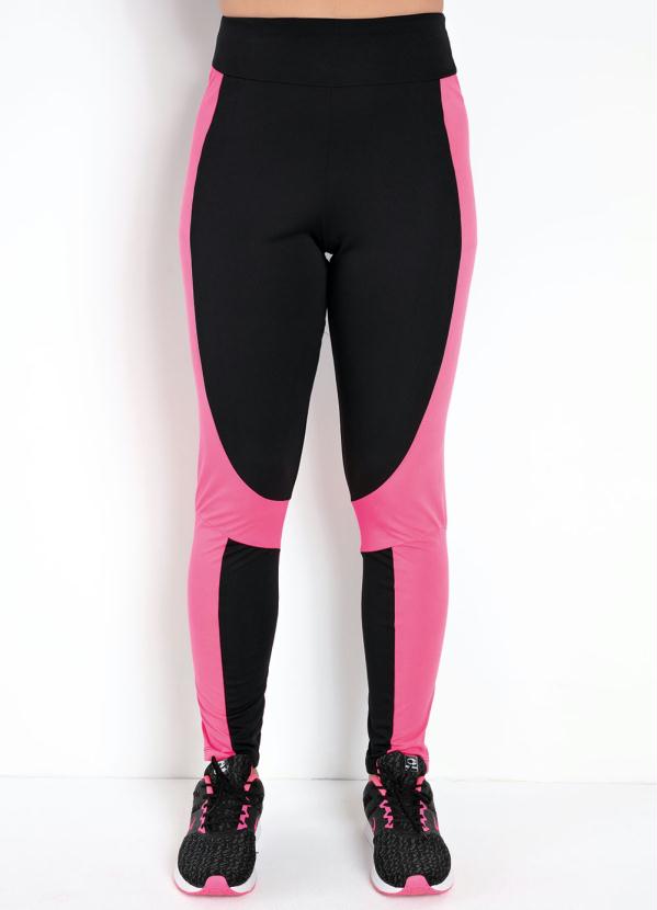 Alma Dolce - Legging Neon Rosa e Preto com Elástico