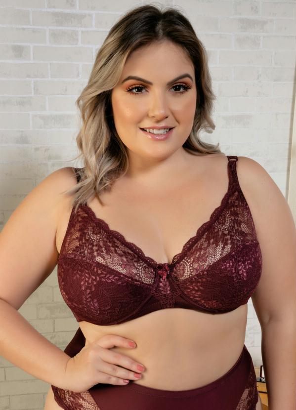 Marcyn - Sutiã Sustentação com Renda Vinho Marcyn