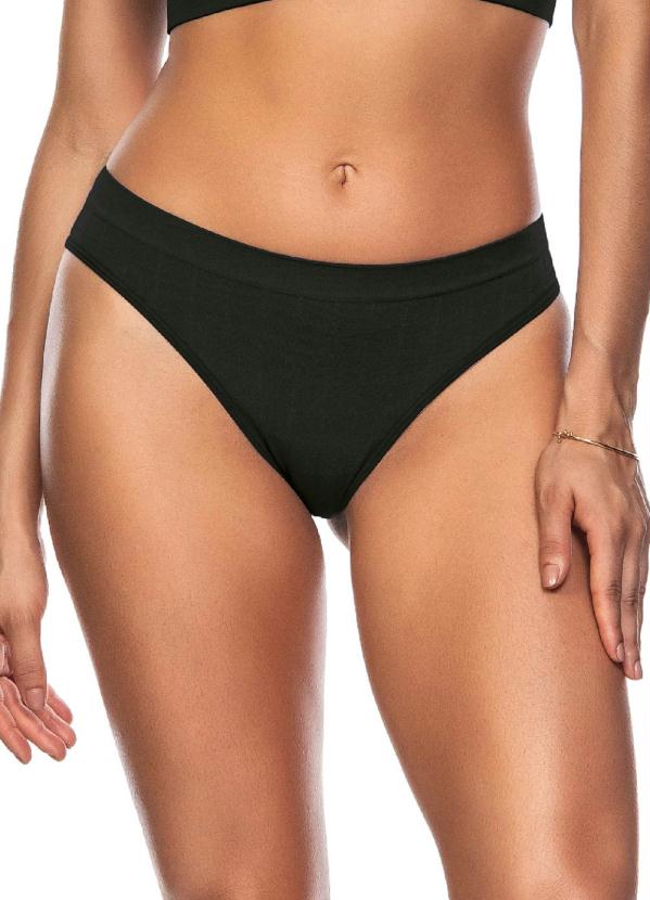 Zee Rucci - Calcinha Tanga Jacquard sem Costura Preto