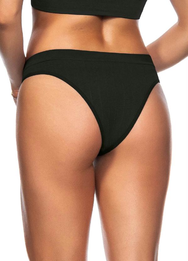 Zee Rucci - Calcinha Tanga Jacquard sem Costura Preto 2