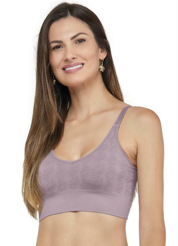 Zee Rucci - Top Leaves Bojo Removivel sem Costura Roxo