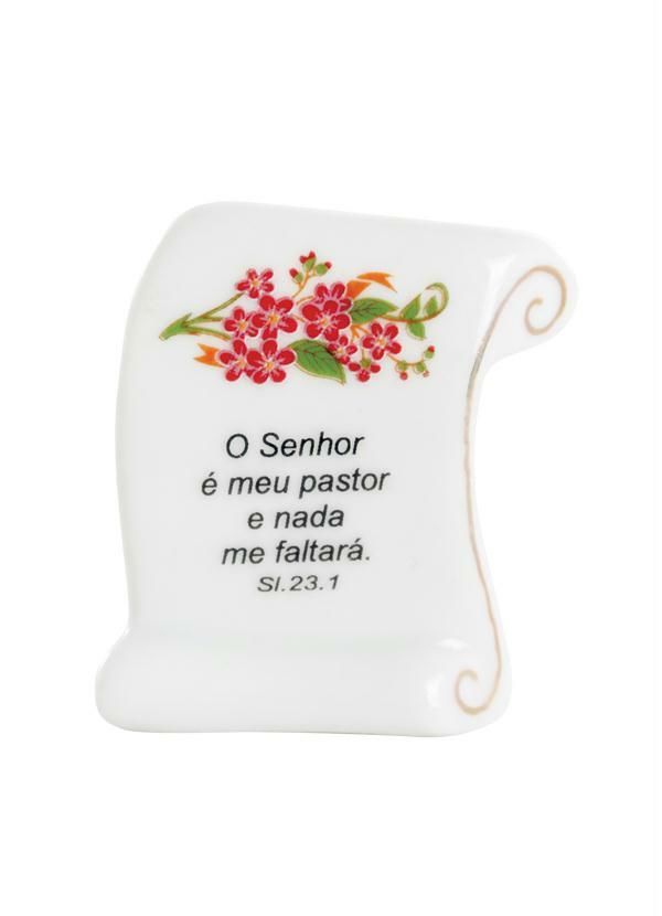 Lar e Lazer - Pergaminho em Porcelana com Mensagem Bíblica