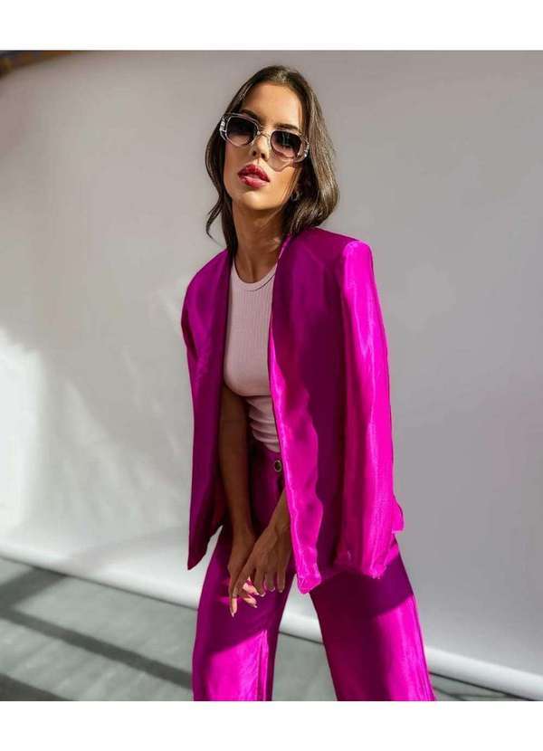 Cor de Rosa - Blazer Laura Cor de Rosa Roxo Fúcsia