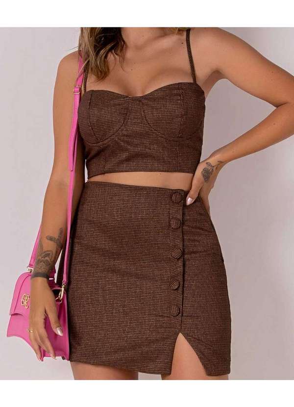 Cor de Rosa - Cropped Cor de Rosa Paris Marrom 2