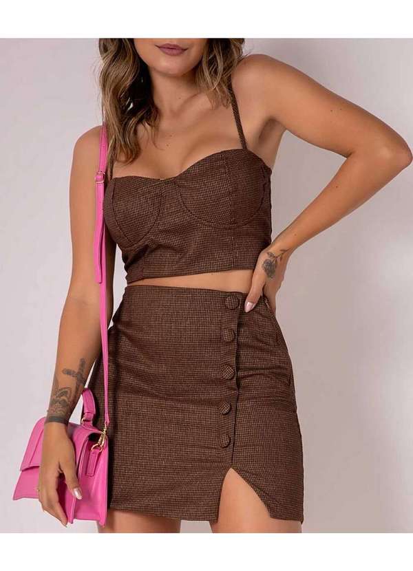 Cor de Rosa - Cropped Cor de Rosa Paris Marrom 3