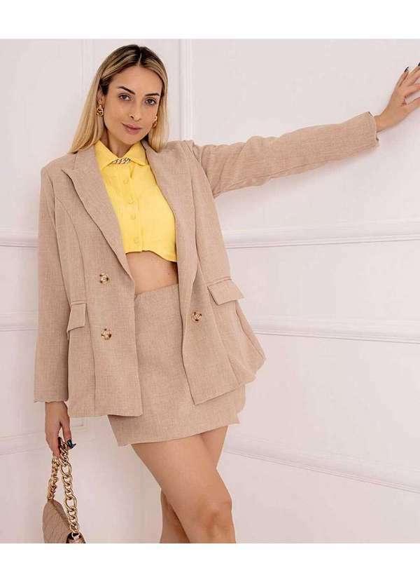 Cor de Rosa - Max Blazer Donatella Bege Branco Navajo