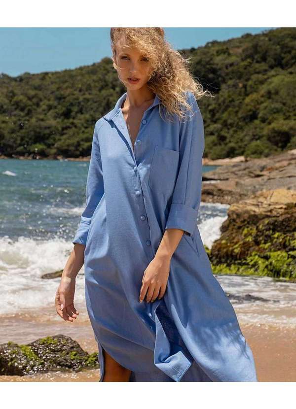 Cor de Rosa - Vestido Cor de Rosa Nina Azul Azul Aço