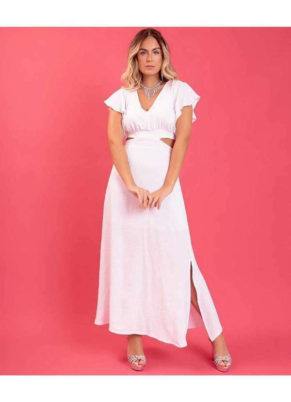 Cor de Rosa - Vestido Cor de Rosa Nina Branco Branco