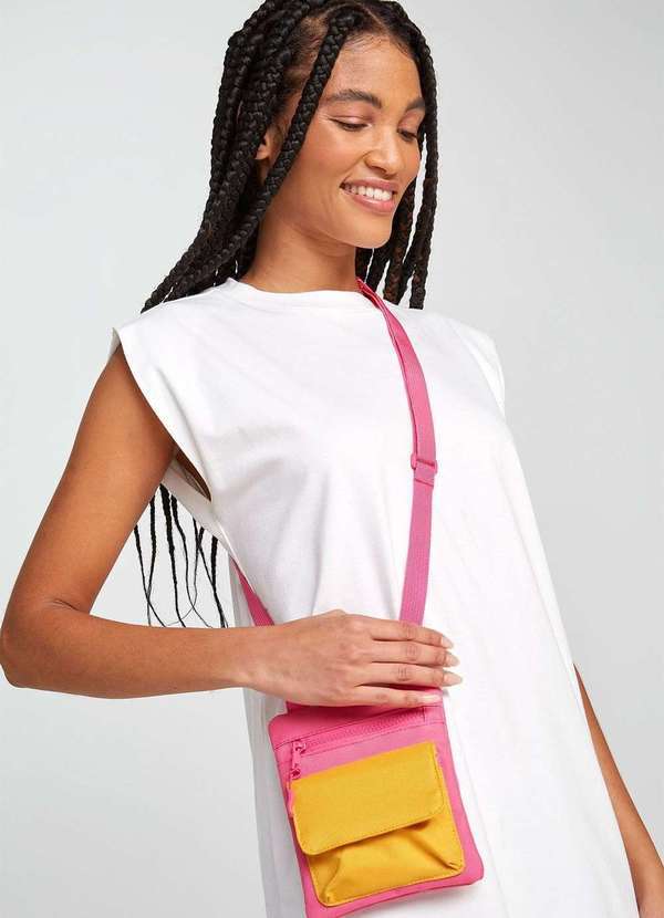 Hering - Bolsa Tiracolo Feminina Pequena em Sarja Rosa 2