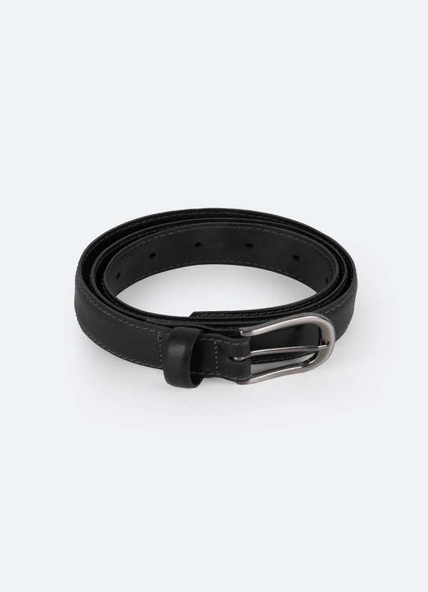 Hering - Cinto Masculino em Couro com Fivela de Metal Preto