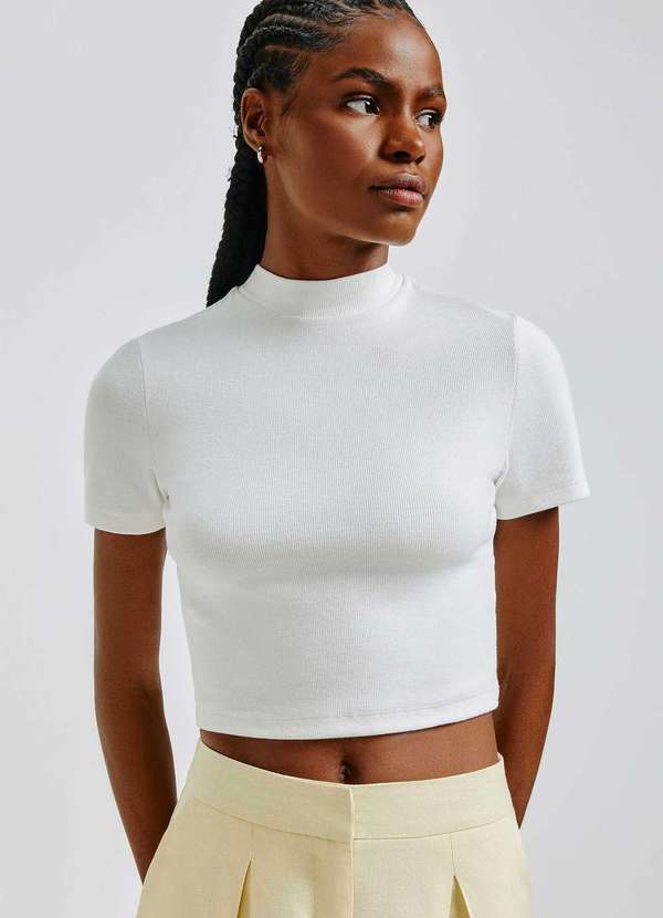 Hering - Blusa Cropped Feminina Manga Curta Branco