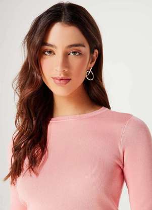 Hering - Blusa Feminina Cropped Manga Longa em Trico - HERING