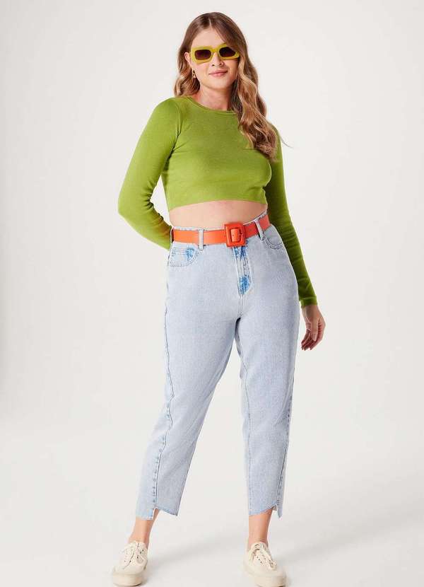 Hering - Blusa Feminina Cropped Manga Longa em Trico Verde 4