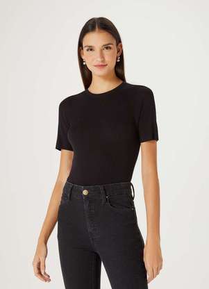 Hering - Blusa Feminina Manga Curta Canelada em Trico - HERING