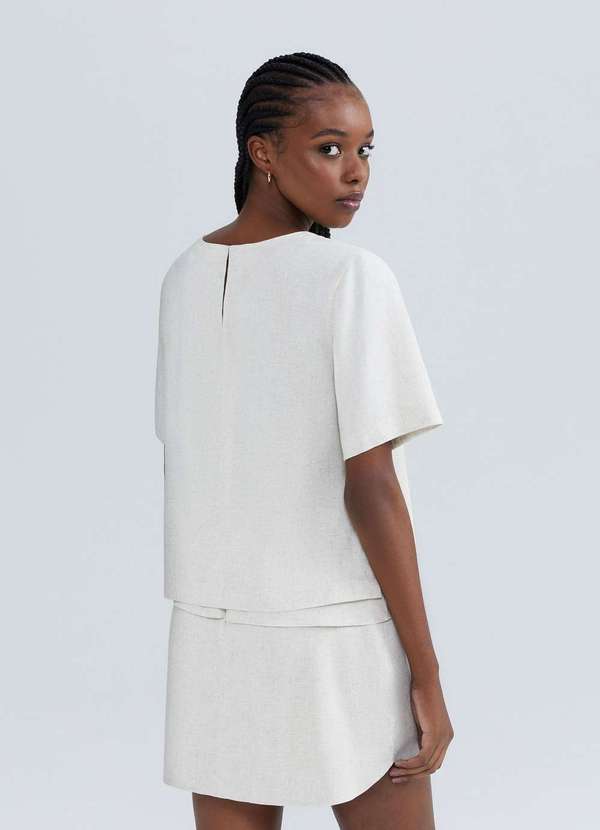 Hering - Blusa Feminina Manga Curta com Linho Branco 3