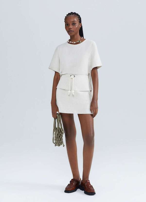 Hering - Blusa Feminina Manga Curta com Linho Branco 5