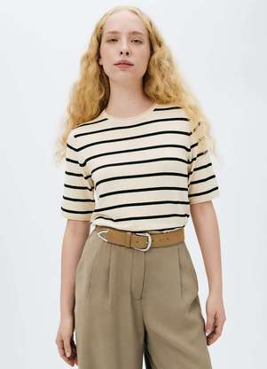 Hering - Blusa Feminina Manga Curta em Trico Fio Tinto - HERING