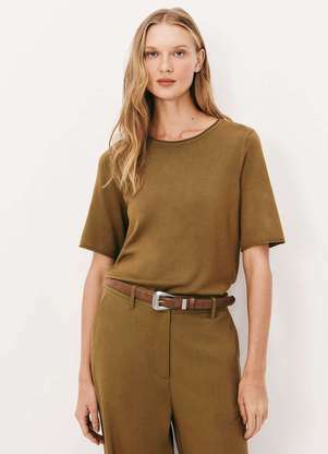 Hering - Blusa Feminina Manga Curta em Trico Leve - HERING