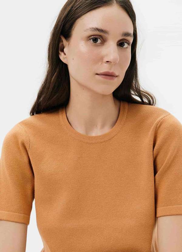 Hering - Blusa Feminina Manga Curta em Trico Laranja 2