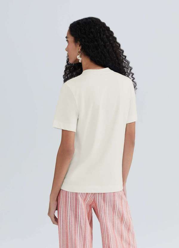 Hering - Blusa Feminina Manga Curta Super Cotton Bege 3