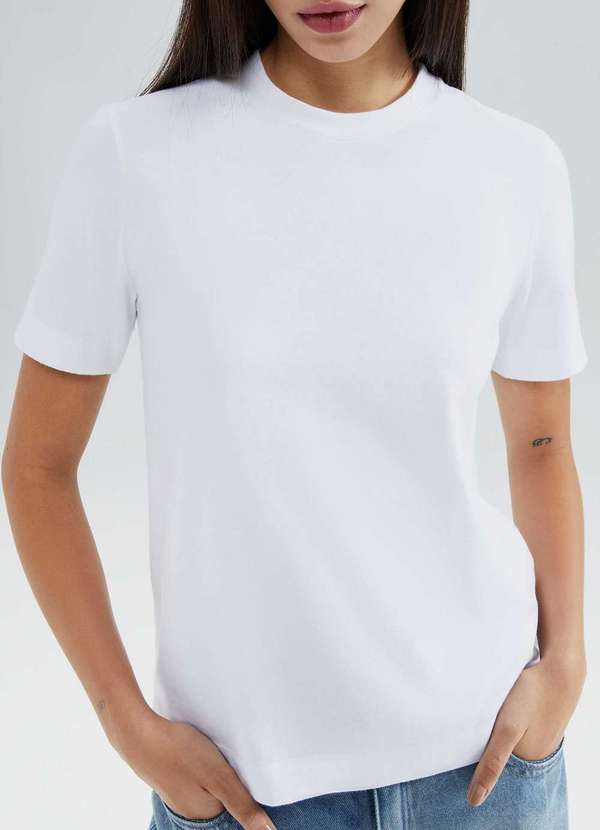 Hering - Blusa Feminina Manga Curta Super Cotton Branco
