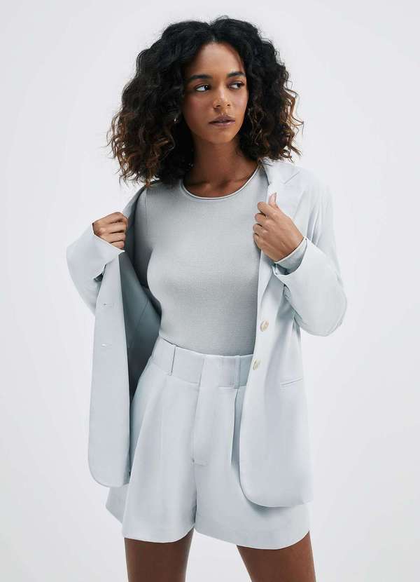 Hering - Blusa Feminina Manga Longa Slim em Trico Leve Cinza