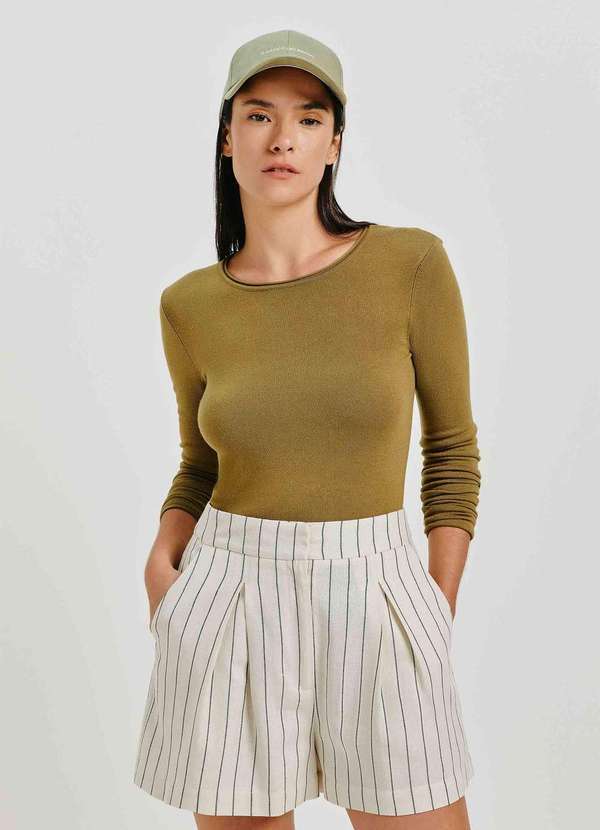 Hering - Blusa Feminina Manga Longa Slim em Trico Leve Verde