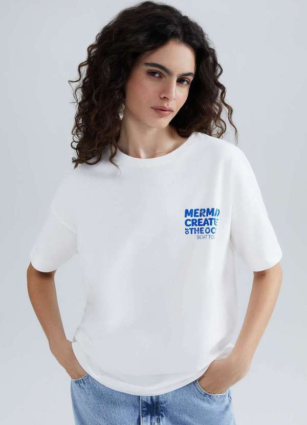 Hering - Blusa Feminina Oversized Super Cotton Branco