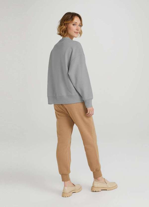 Hering - Blusao de Moletom Peluciado Feminino Oversized Azul 4