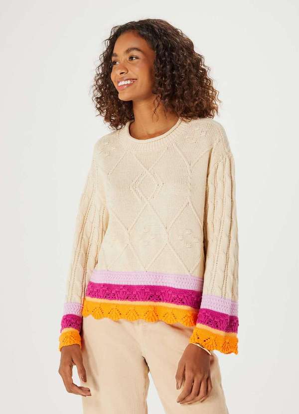 Hering - Blusao Feminino Texturizado em Trico Bege