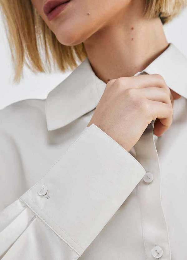 Hering - Camisa Feminina Manga Longa Alongada Branco 2