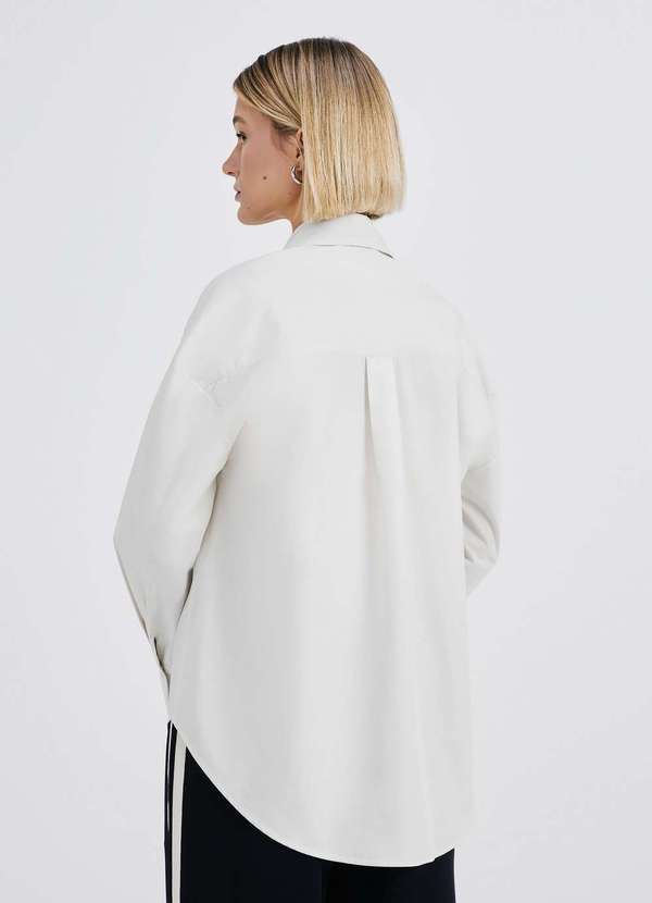 Hering - Camisa Feminina Manga Longa Alongada Branco 3