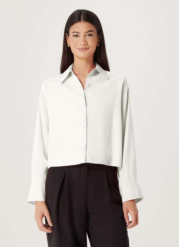 Hering - Camisa Feminina Manga Longa com Botoes Branco