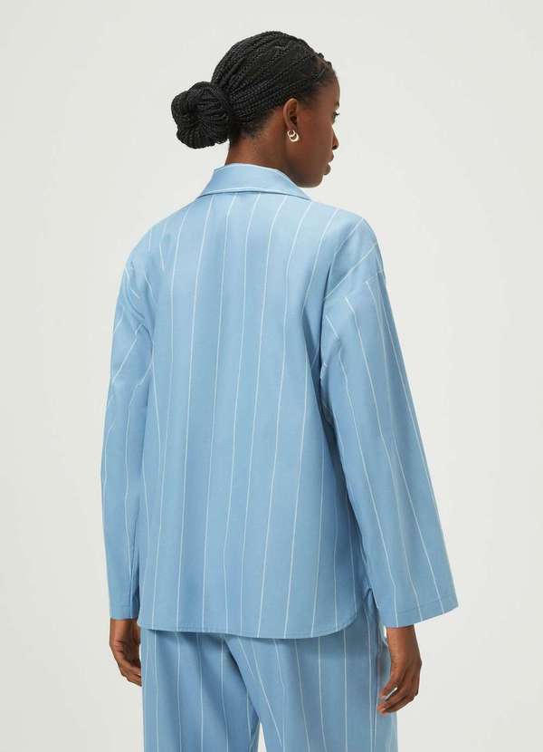Hering - Camisa Feminina Manga Longa Listrada Azul 3