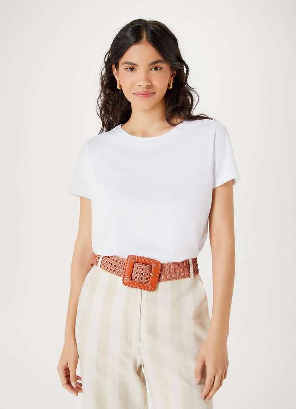 Hering - Camiseta Basica Feminina em Algodao Pima Branco