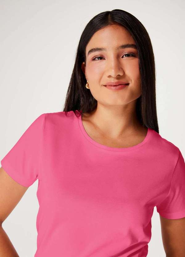 Hering - Camiseta Basica Feminina em Algodao Pima Rosa