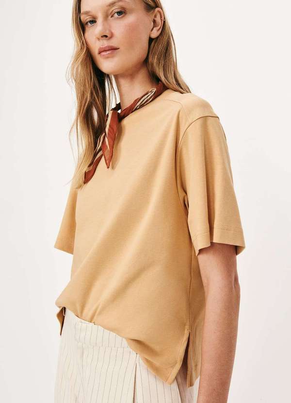 Hering - Camiseta Feminina Manga Curta em Algodao Peruano Laranja 1