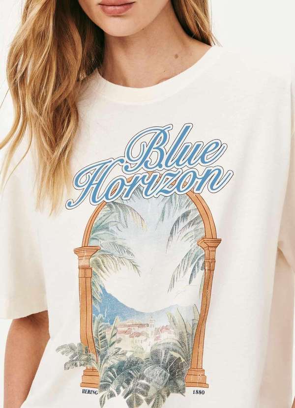 Hering - Camiseta Feminina Manga Curta Oversized Branco 2