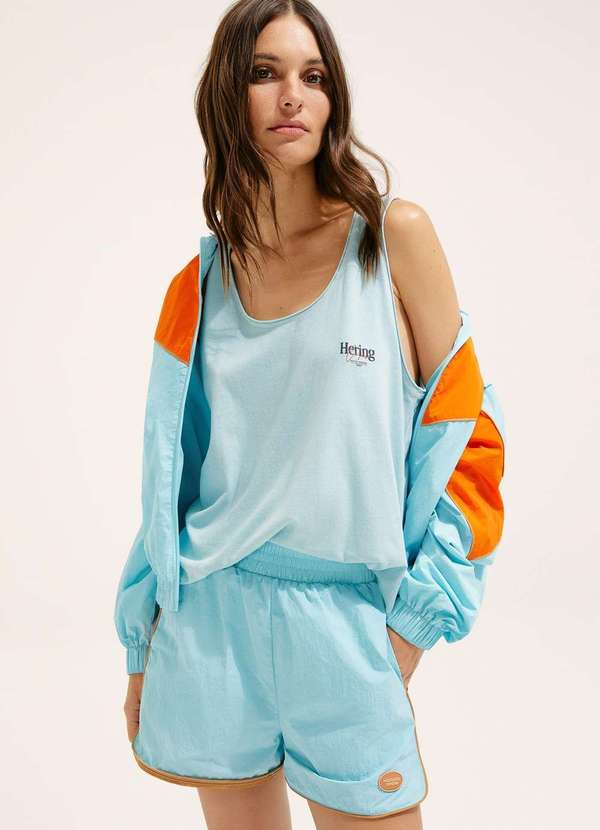 Hering - Regata Alongada com Estampa Hering e Cosmo Azul