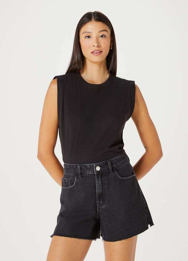 Hering - Regata Basica Feminina Muscle Tee Preto