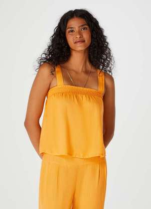 Hering - Regata Cropped com Alcas e Decote Reto - HERING