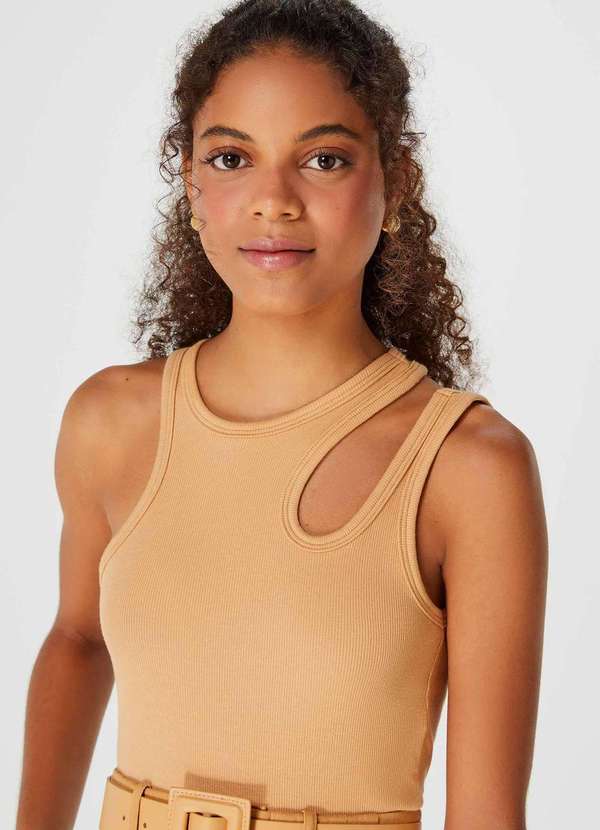 Hering - Regata Cropped Feminina em Ribana Marrom 4