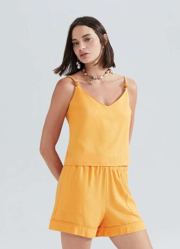 Hering - Regata Feminina Alcas Finas em Viscolinho Laranja